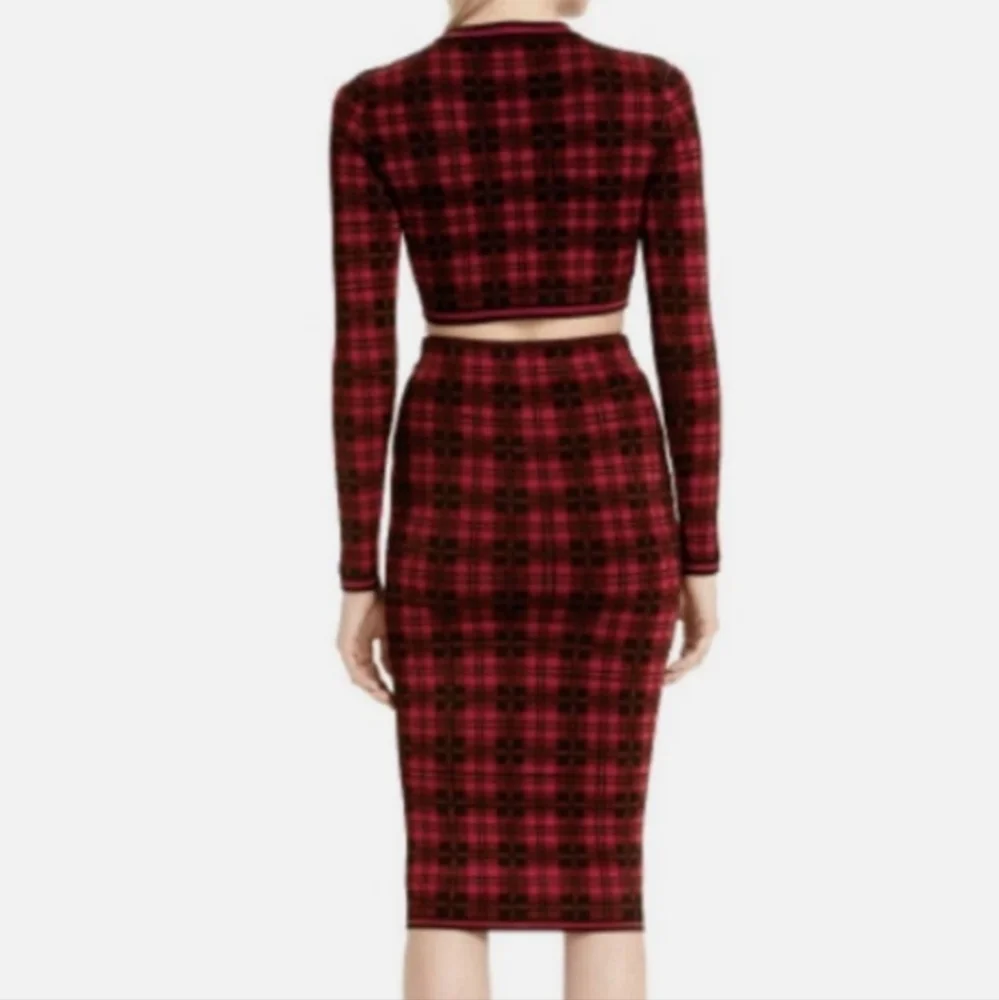 TORN by RONNY KOBO Stretch Knit Midi Skirt - London Plaid